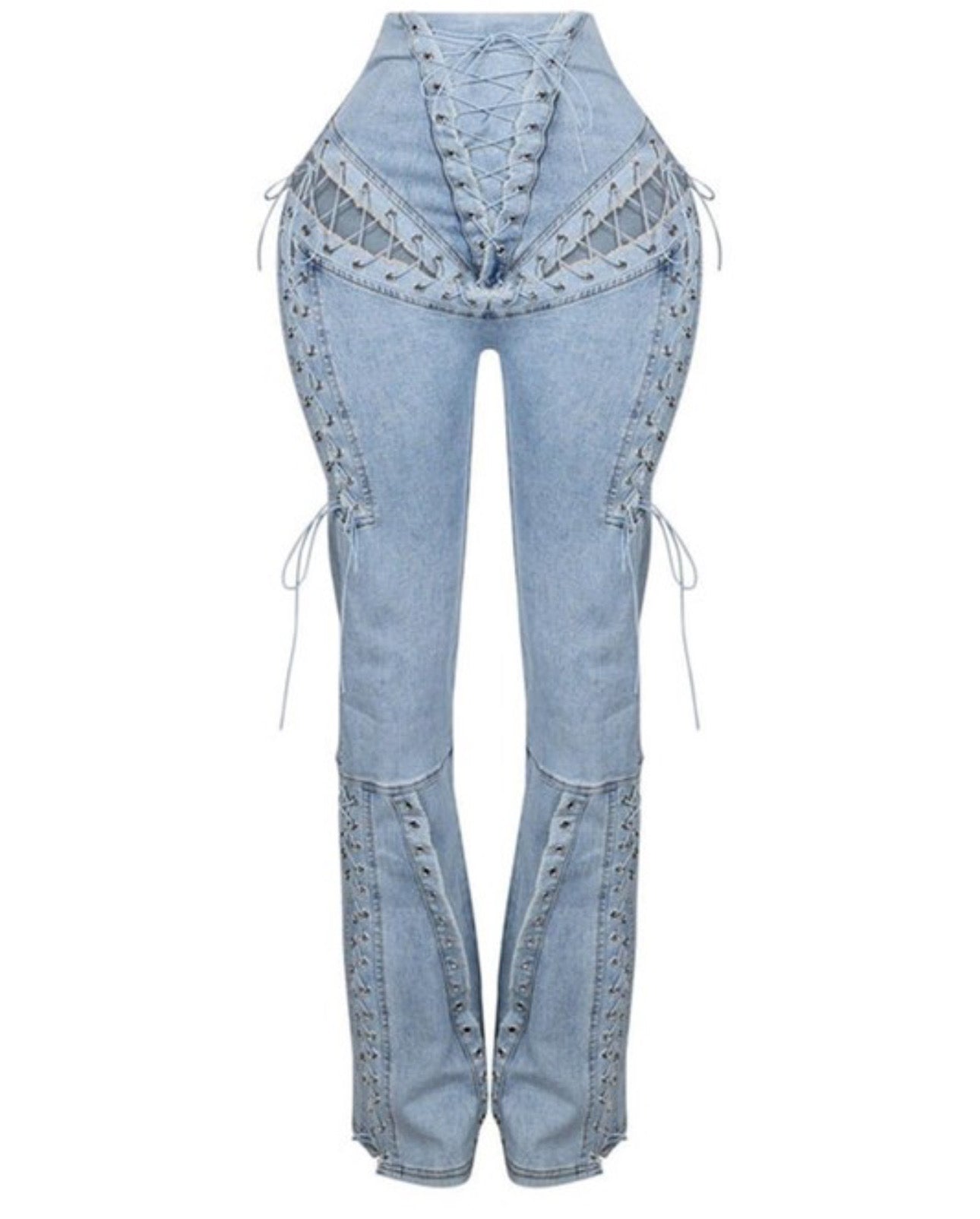ELIORA LACE UP FLARE DENIM JEAMS