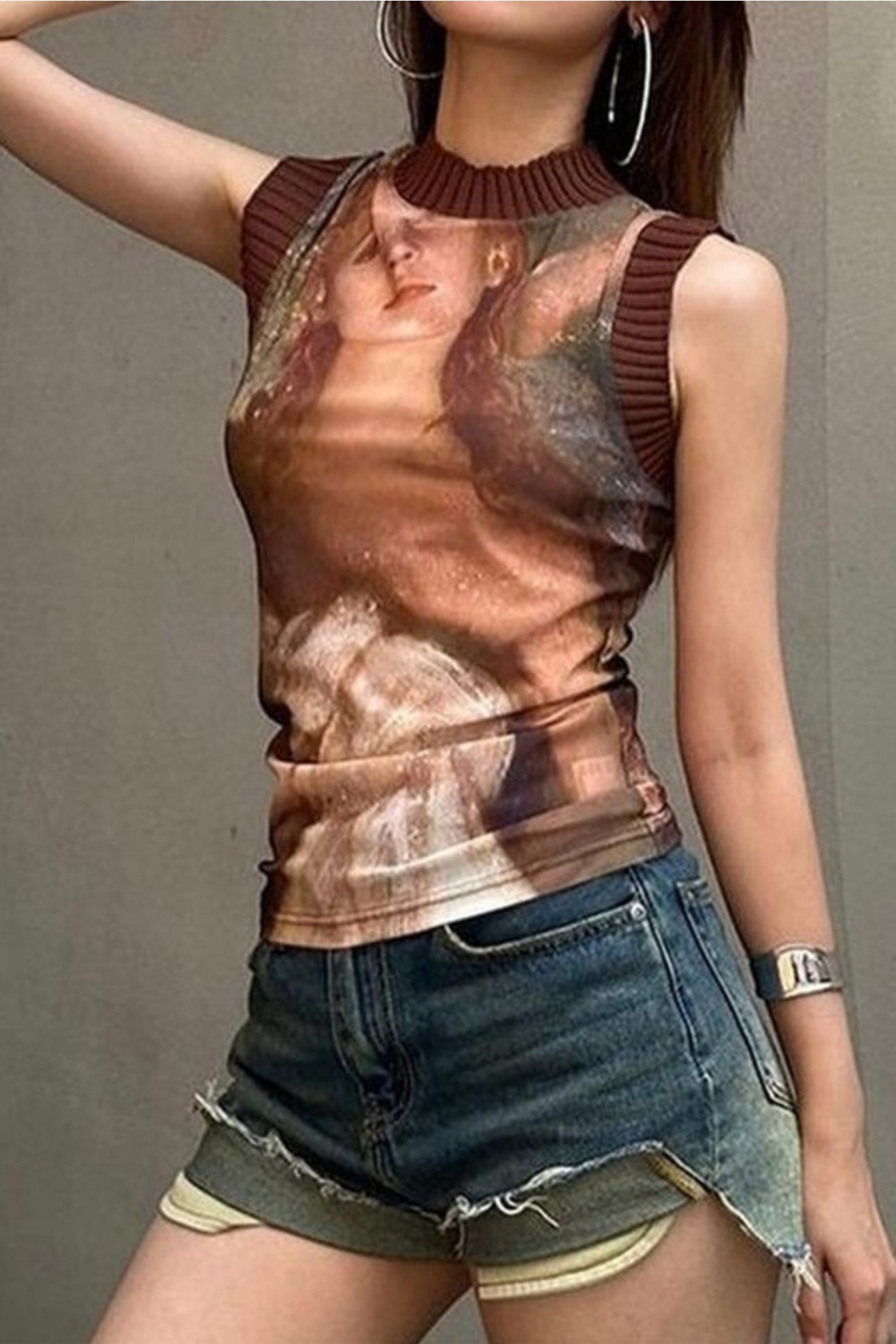 GISELLE GRAPHIC SHEER TANK TOP