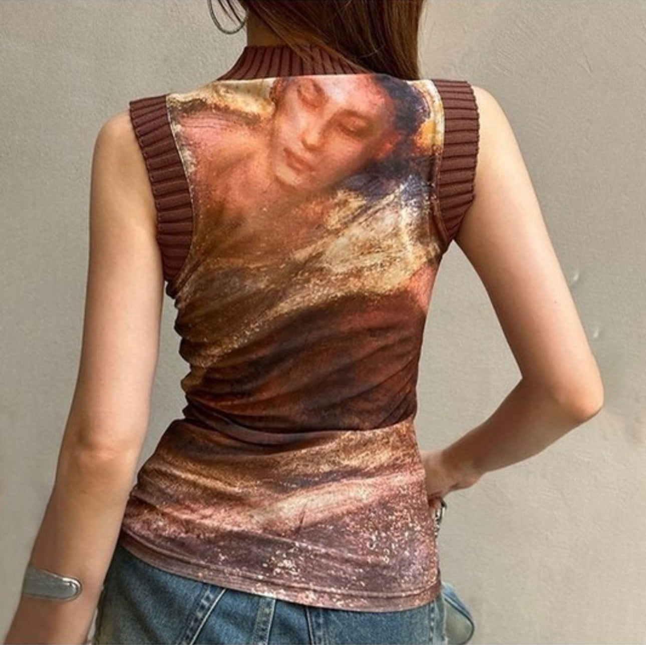 GISELLE GRAPHIC SHEER TANK TOP