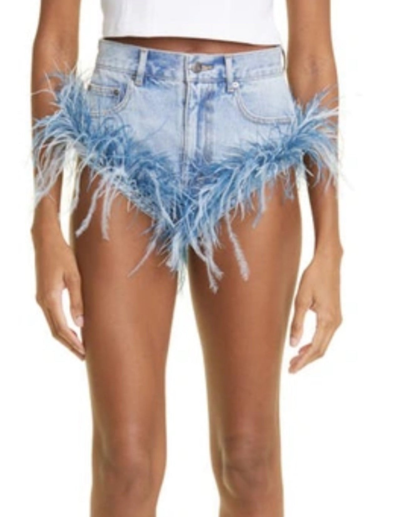 RU HER Denim Fur Shorts