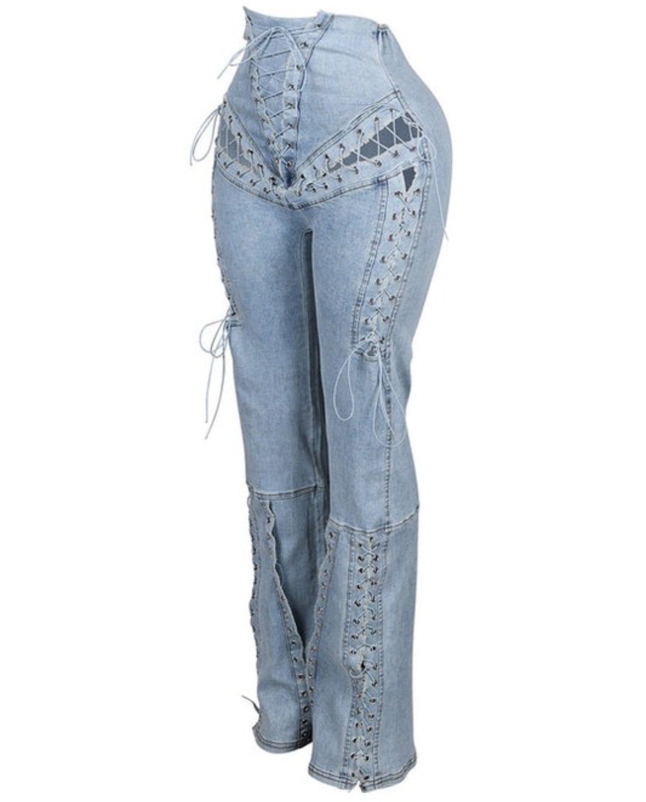 ELIORA LACE UP FLARE DENIM JEAMS