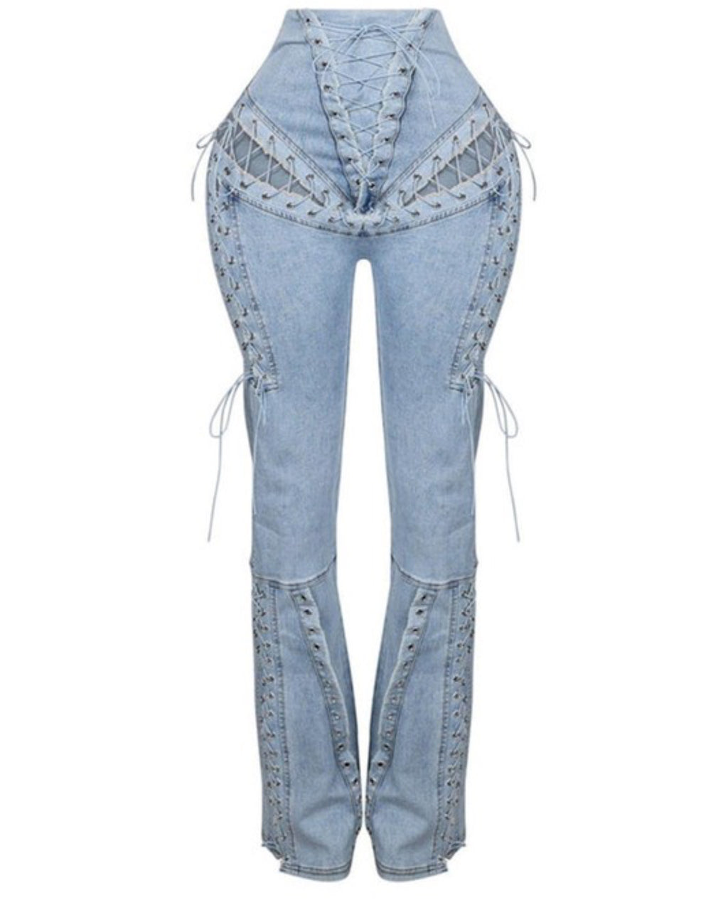 ELIORA LACE UP FLARE DENIM JEAMS