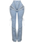 ELIORA LACE UP FLARE DENIM JEAMS