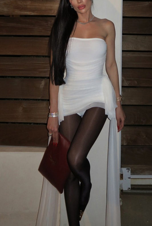 CAMEILA RUCHED GOWN W/SIDE FRINGE