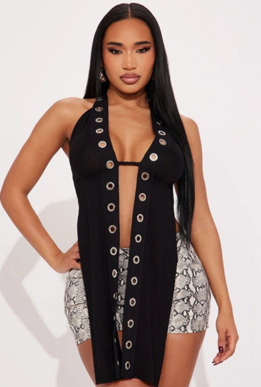 KELSEY SYMMETRICAL HALTER TIE TOP
