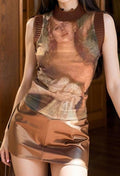GISELLE GRAPHIC SHEER TANK TOP