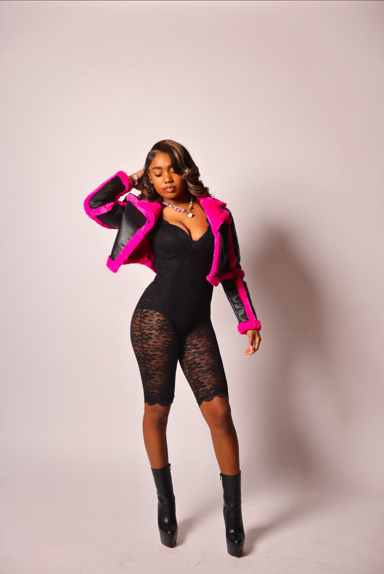 Miss Prissy Crop Fur Trim Coat