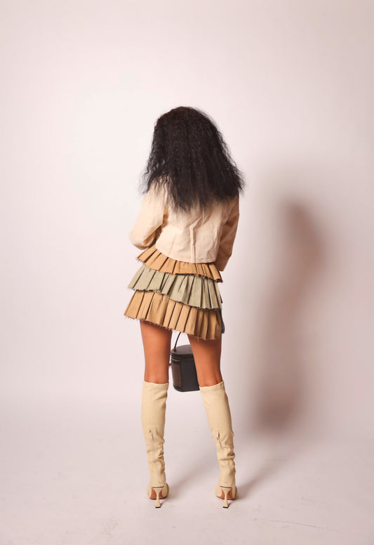 Clock Dat Pleated Layer Skirt