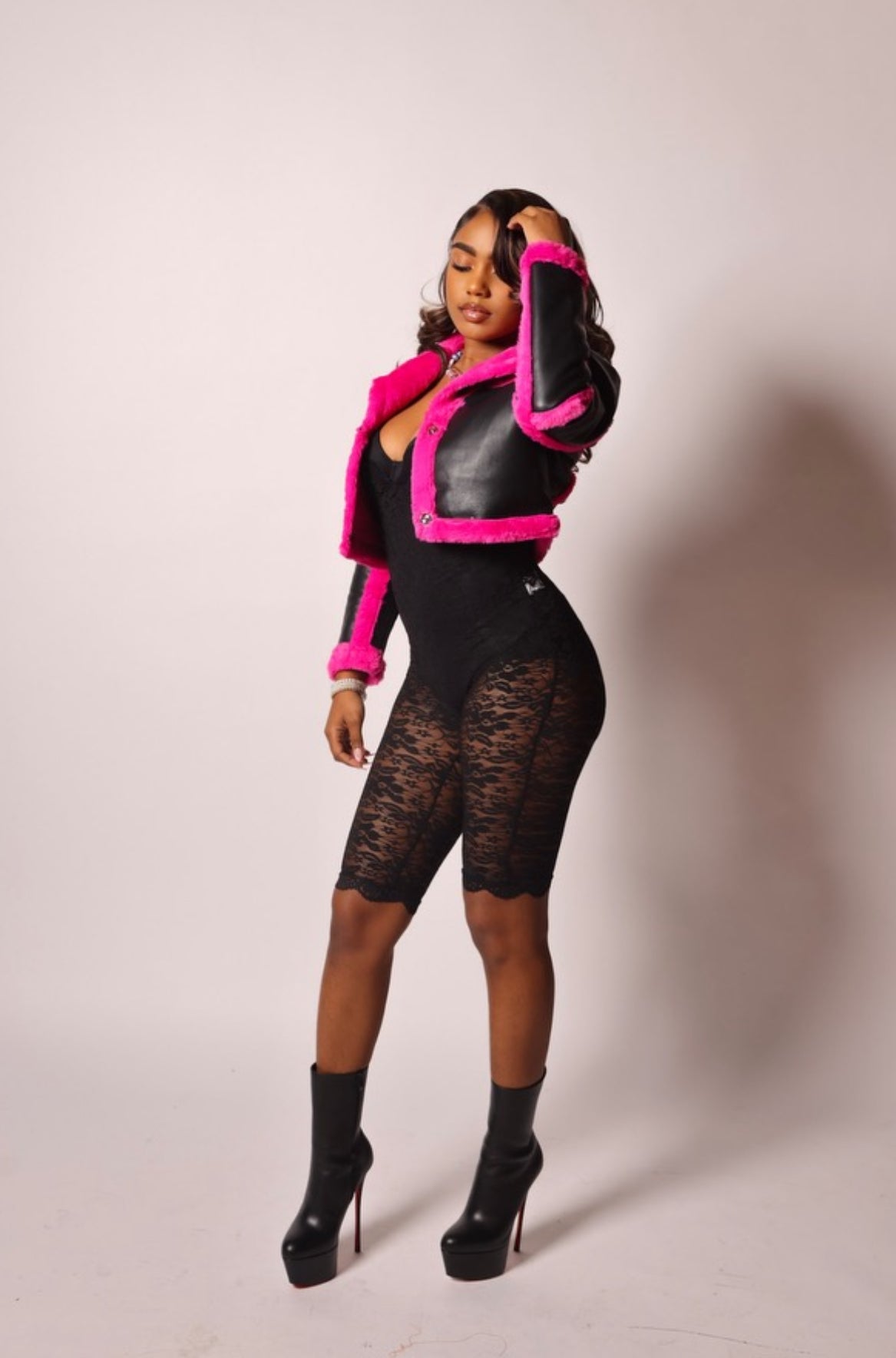 Miss Prissy Crop Fur Trim Coat